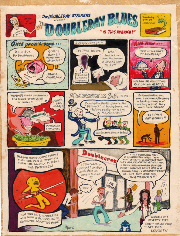 Image of flyer from 1975 Doubleday Bookstore strike in San Francisco