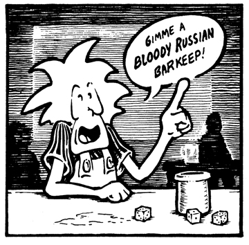 Xeno orders an imaginary drink.